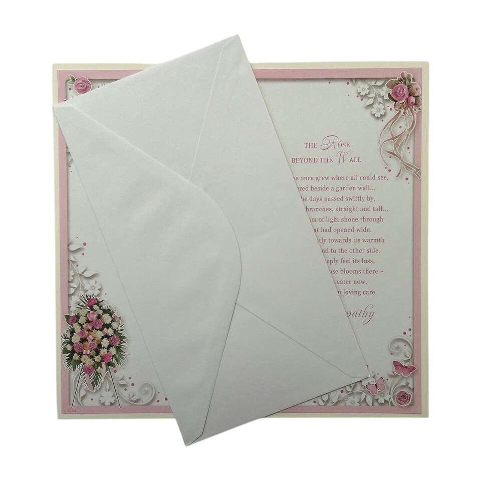 image 1 of On The Loss of Your Daughter Embossed Flowers Design Sympathy Opacity Card