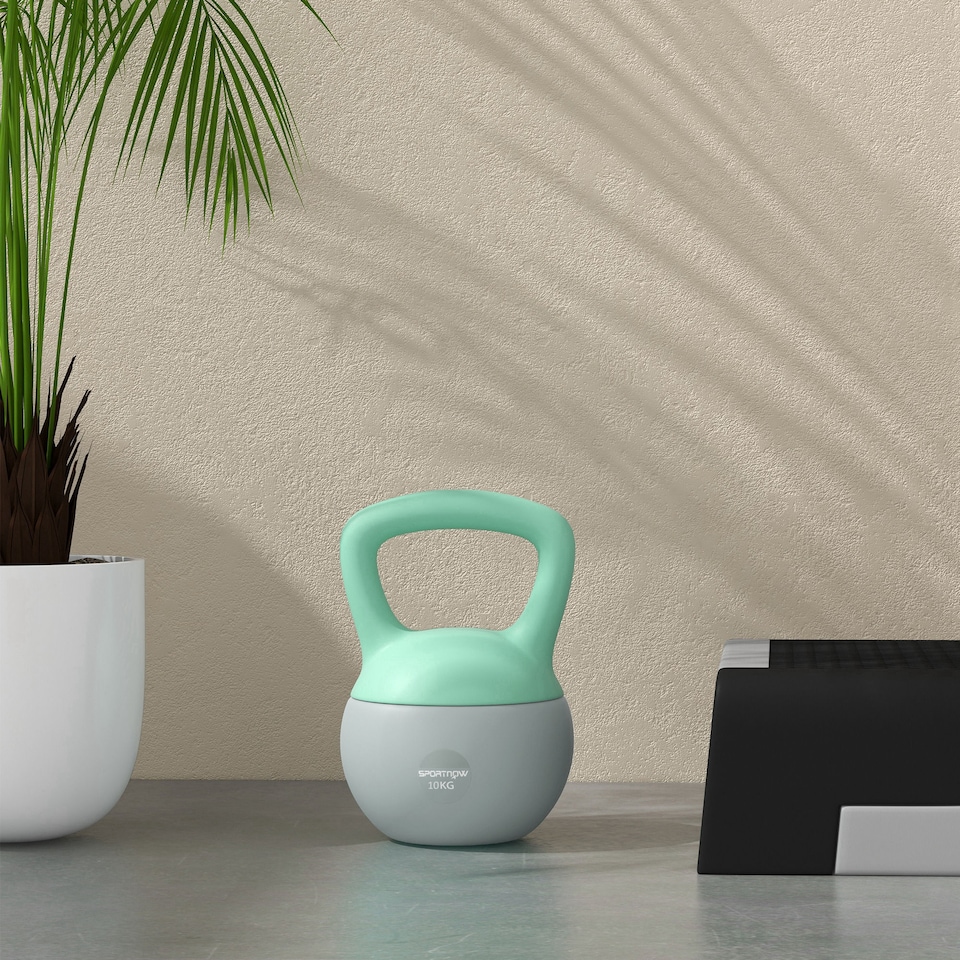 image 1 of SPORTNOW Kettlebell with Soft Body and Non-Slip Handle | Green | Grey and Green