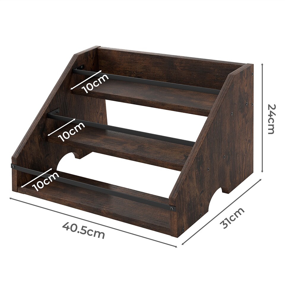 image 1 of Toque Counter Top Wine Rack Storage Liquor Bottle Display Shelf Wooden Holders