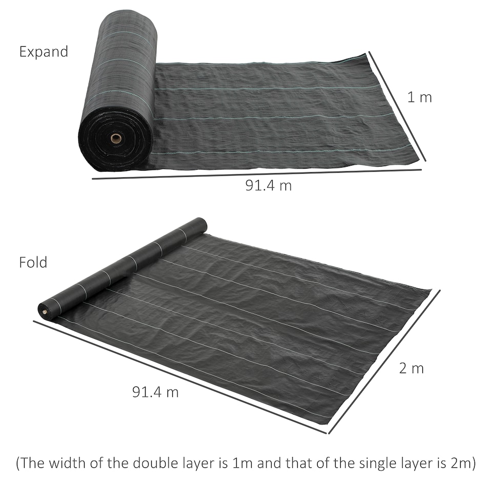 image 1 of Outsunny 2m x 90m Weed Control Membrane, Heavy Duty Weed Barrier Fabric