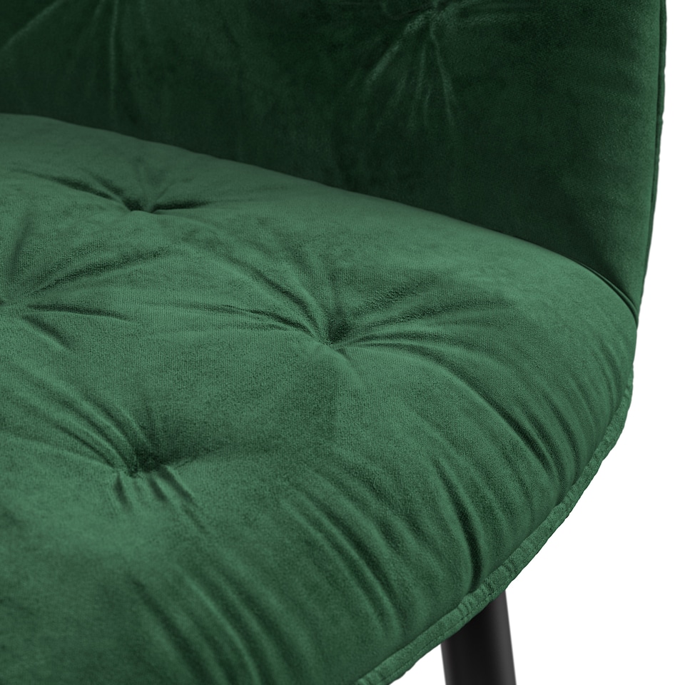 image 1 of Set Of 2 Anika Modern Velvet Dining Chair Padded Seat Metal Legs (Green) | Green | Green | One Size