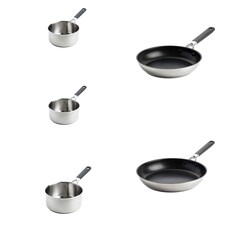 KitchenAid Stainless Steel Set, 24 & 28cm Frypans + 14, 16 & 20cm Saucepans