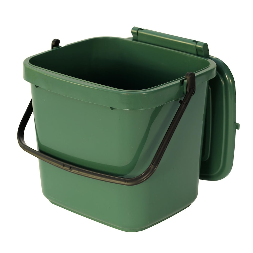 image 1 of Green Kitchen Compost Caddy - for Food Waste Recycling (7 Litre) - 7L Plastic Composting Bin