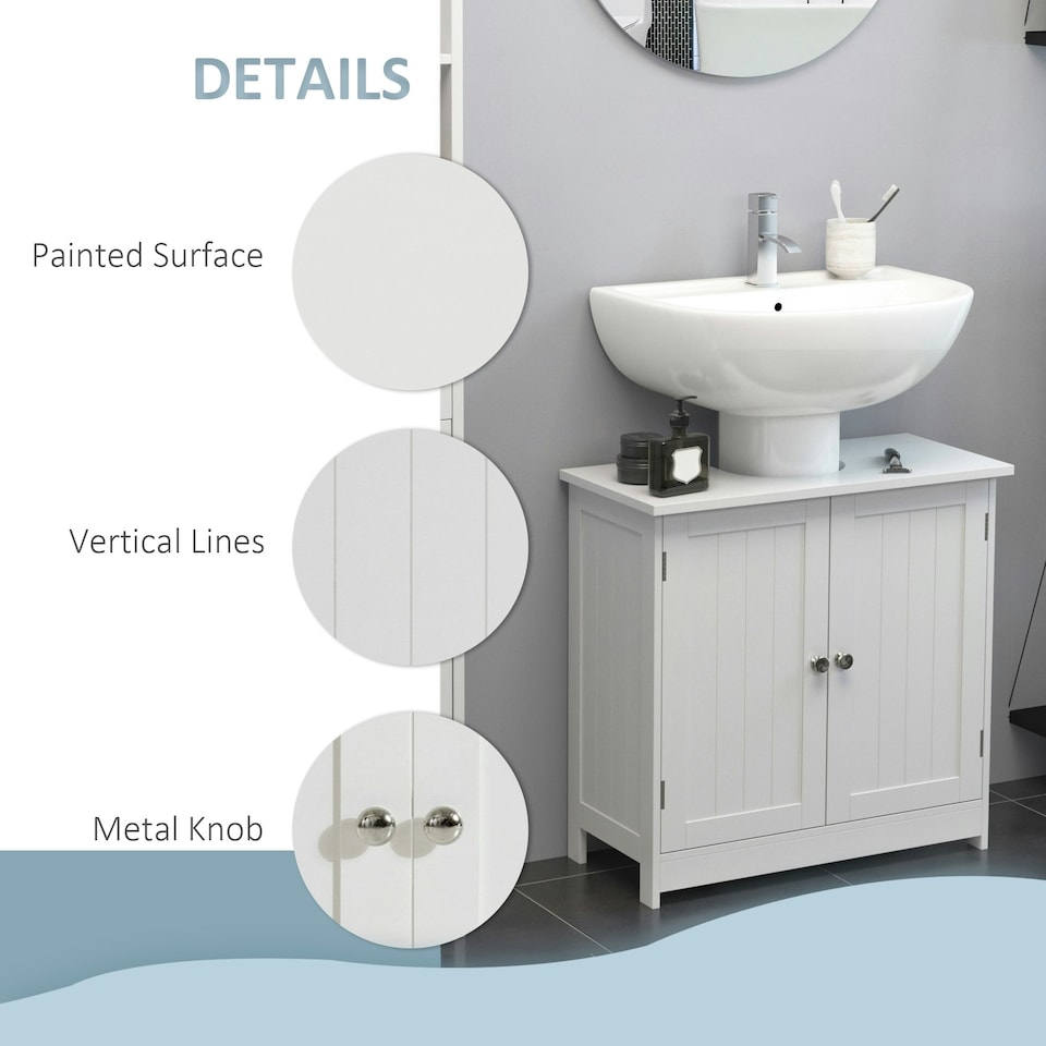 image 1 of HOMCOM Basin Sink Vanity Cabinet Toilet Bathroom Shelf Door Storage Wooden 