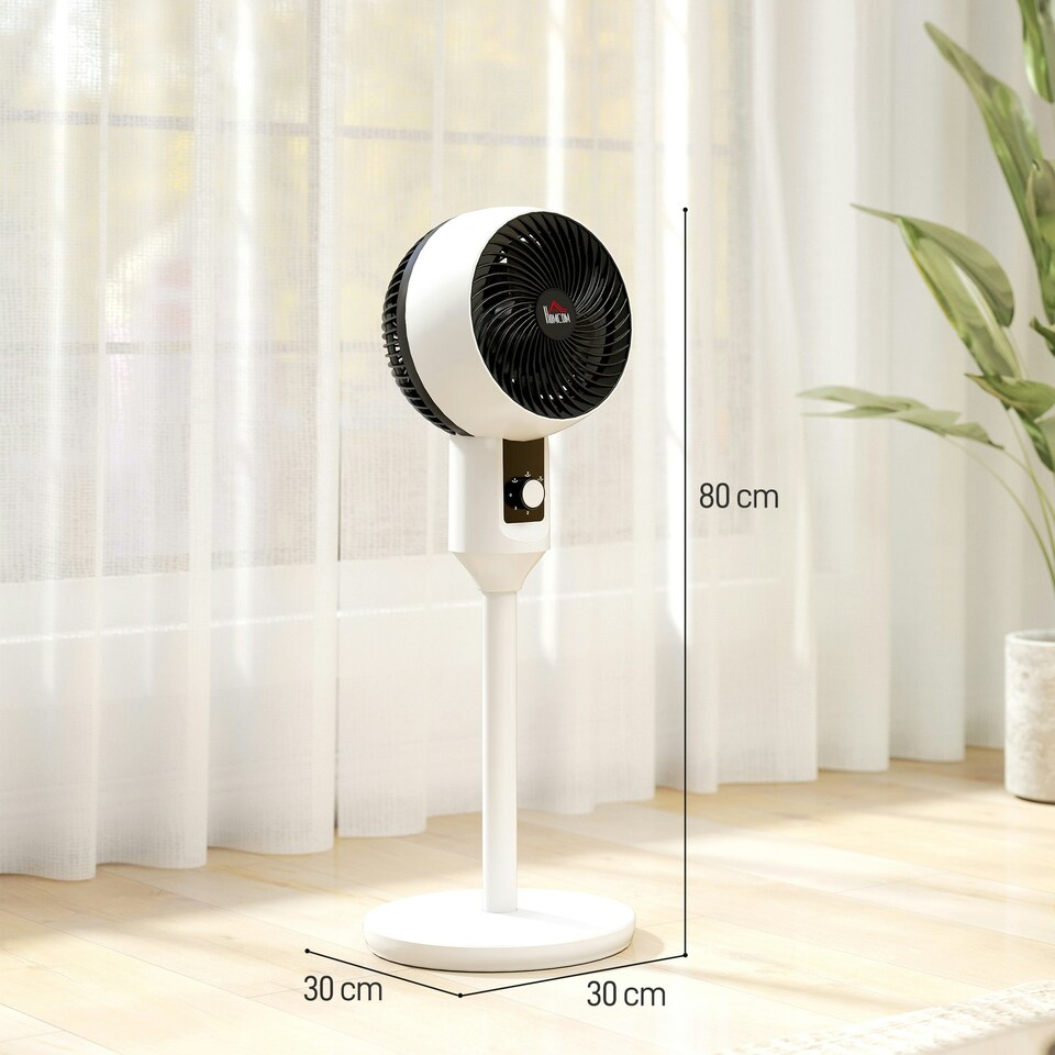 image 1 of HOMCOM 9 Inch Air Circulator Fan 70° Oscillation Carry Handle Black White