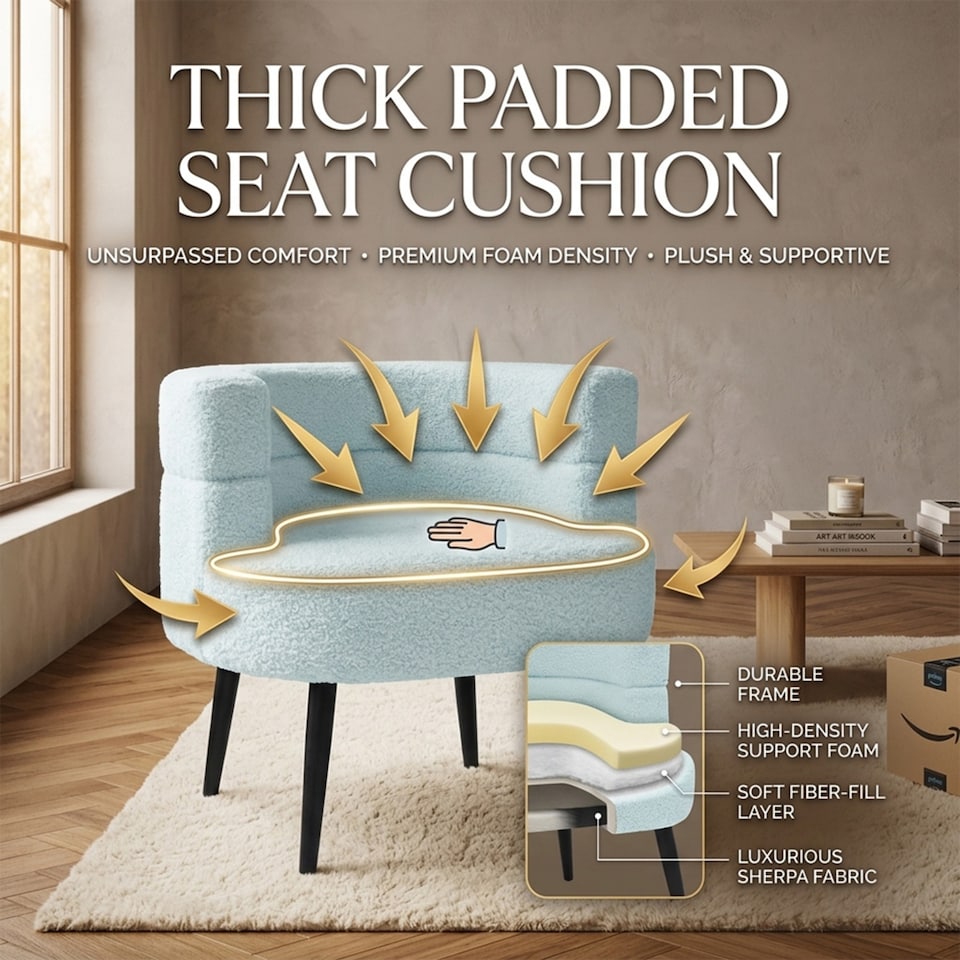 image 1 of Alivio Sherpa Teddy Fleece Accent Chair for Living Room, Bedroom & Office (Sky Blue)