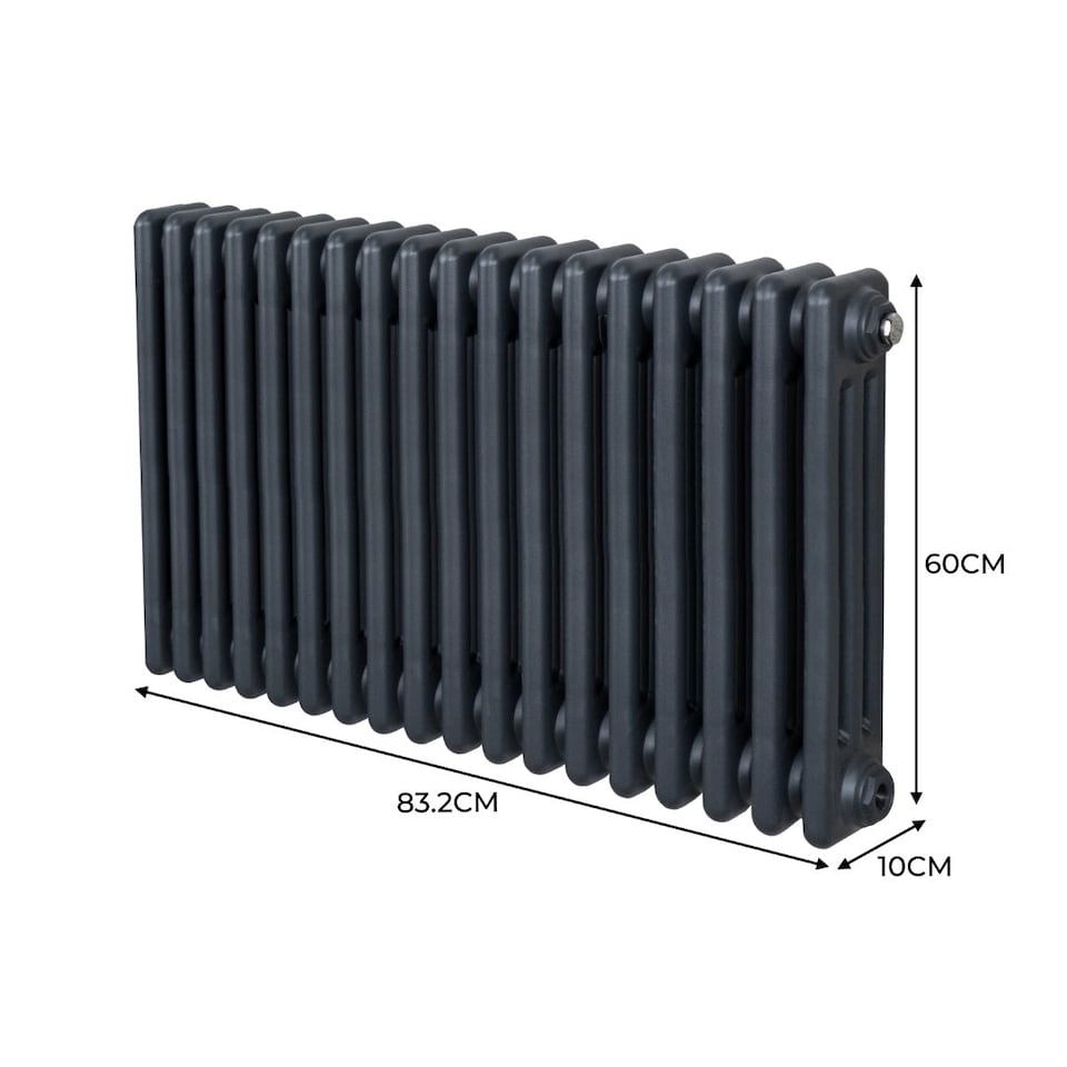 image 1 of Traditional 3 Column Radiator 600 x 832mm Anthracite Grey