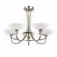 image 1 of Cagney 5 Light Semi Flush Multi Arm Ceiling Light Satin Chrome, White Painted Glass with Faint Line Pattern, G9