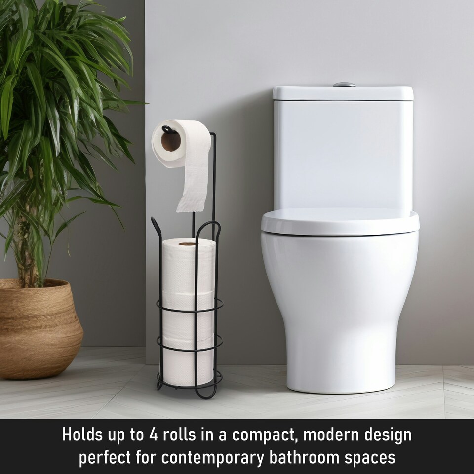 image 1 of Buckingham Floor Standing Toilet Roll Holder - Black