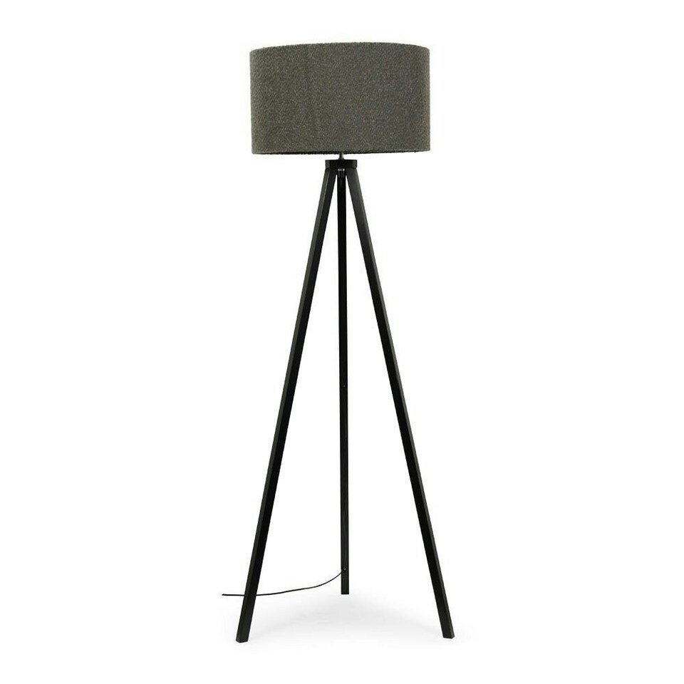 image 1 of ValueLights Barbro Black Tripod Floor Lamp Drum Shade & Bulb