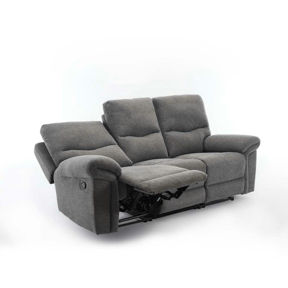 image 1 of Fosse 3 Seater Manual Recliner Fabric Sofa Grey | Dark Grey