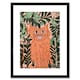 image 1 of Ginger Orange Tabby Cat Plants Modern Folk Art 9x7" Black Framed Wall Art Print