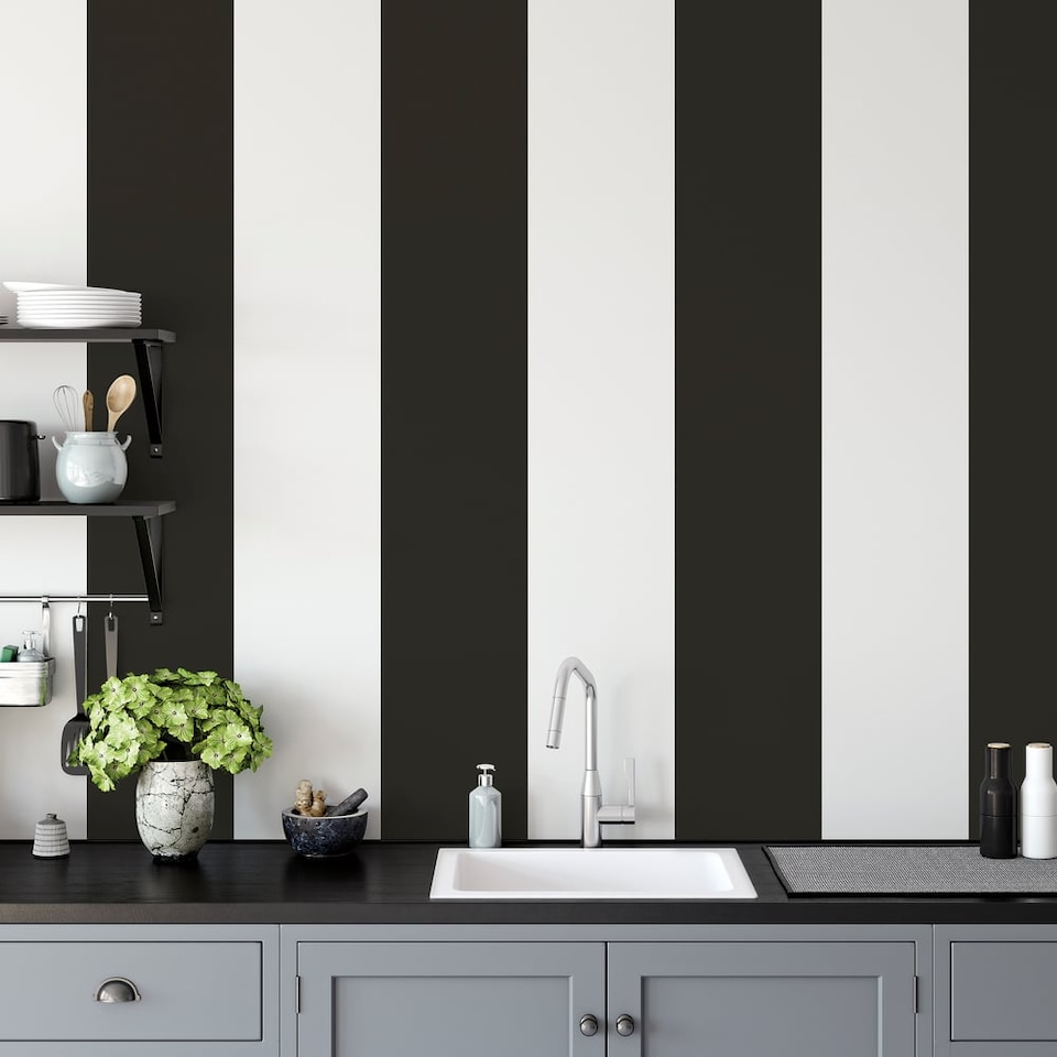 Galerie Smart Stripes 3 Black Widest Stripe Wallpaper Roll - Tesco ...