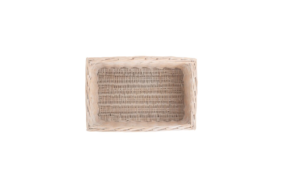 image 1 of Medium Wicker White Wash Storage Open Basket | White | White