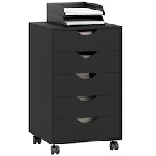 HOMCOM Filing Cabinet with 5 Drawers, Under Desk Drawer, Black