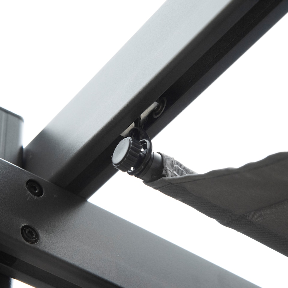 image 1 of Outsunny 3 x 3m Pergola with Retractable Roof Canopy, Aluminium Frame Garden Gazebo Outdoor Sun Shade Shelter for Grill, Patio, Dark Grey