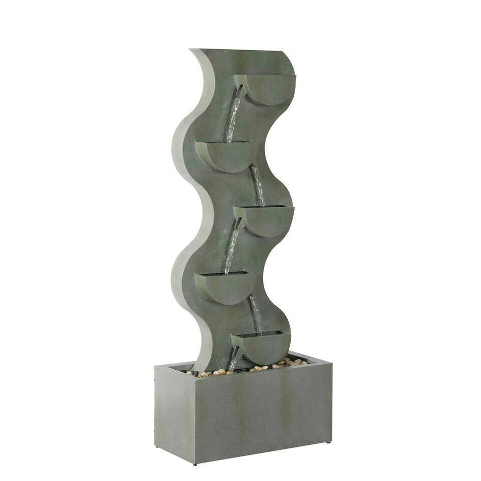 image 1 of Primrose Monsanto 5 Tiered Cascading Zinc Water Feature Grey 122cm