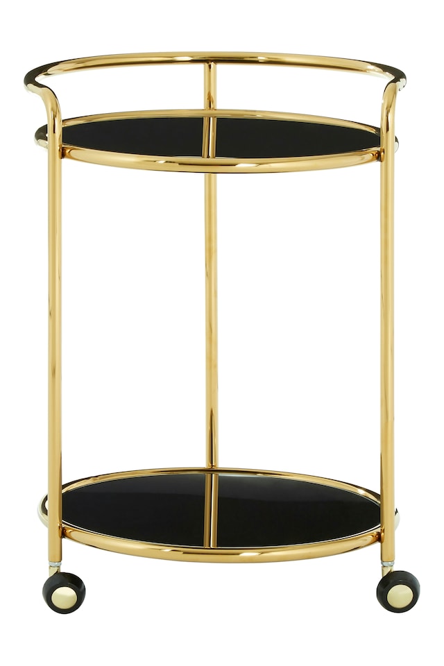 image 1 of Orsina Durable Round Gold Finish Trolley, Easy Mobility Of Kitchen Trolley, Simple Maintenance of Drinks Trolley
