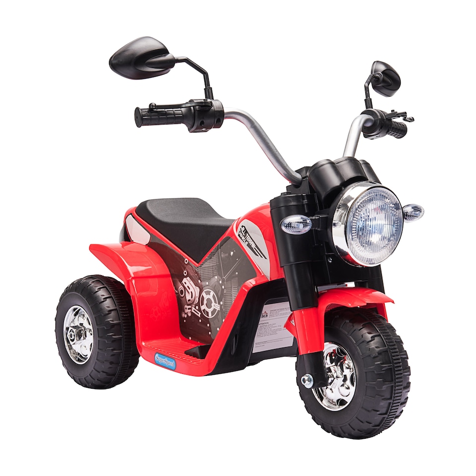 image 1 of HOMCOM 6V Kids Electric Motorbike 3 Wheels Ride On Toy with Horn Headlights Realistic Sounds for Girl Boy 18 - 36 Months Red