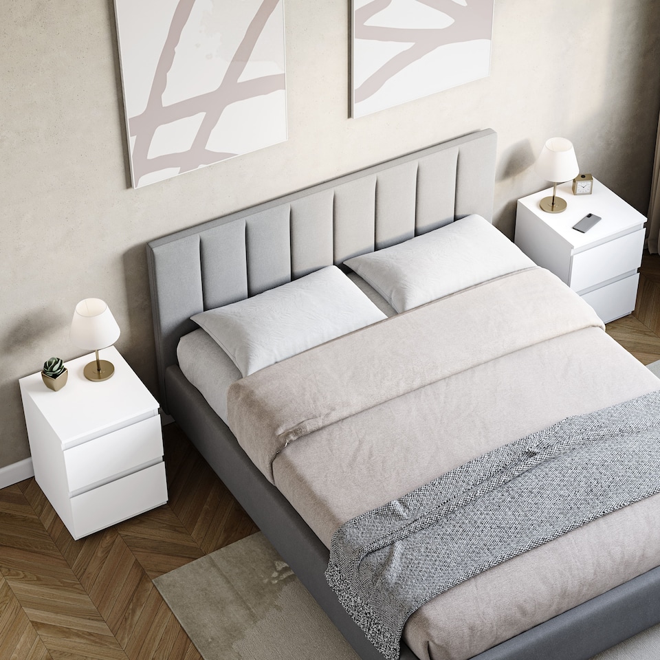 image 1 of Vida Designs Denver Large 2 Drawer Chest of Drawer Bedside Cabinet Nightstand Units Set of 2 - White