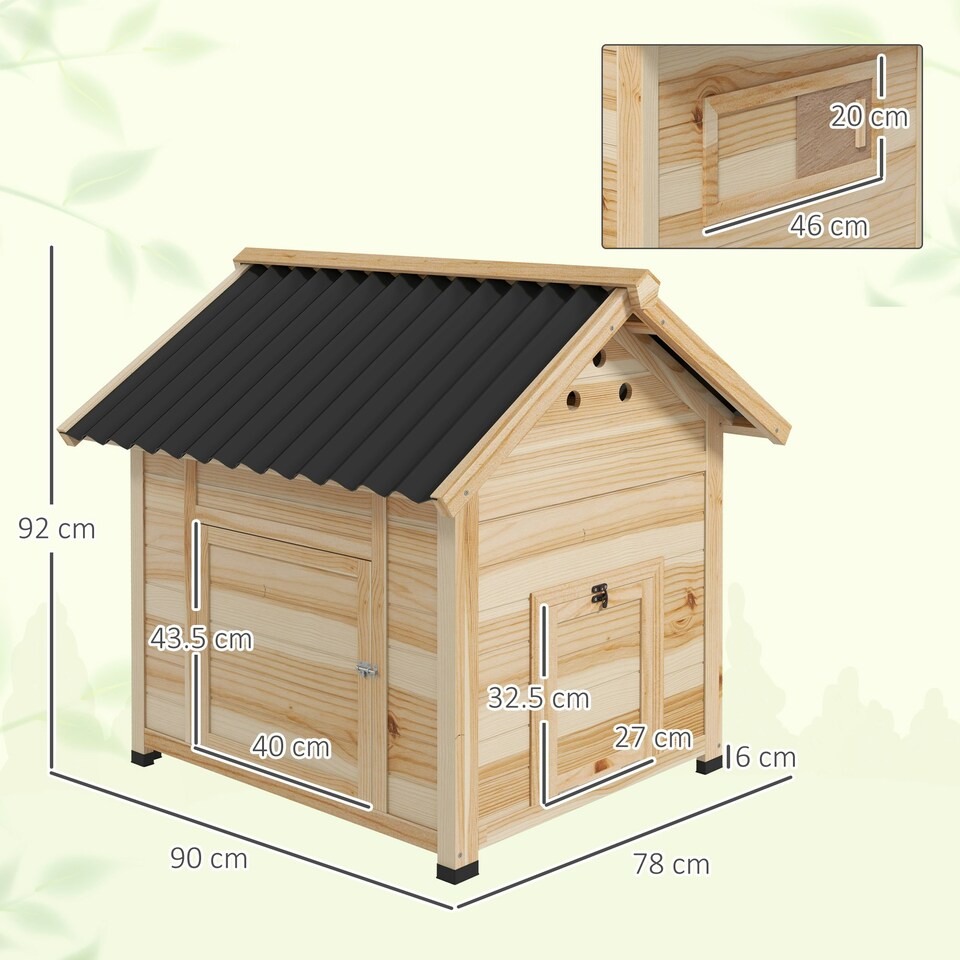 image 1 of PawHut Wooden Duck House, Poultry Coop with Double Doors, Openable Roof