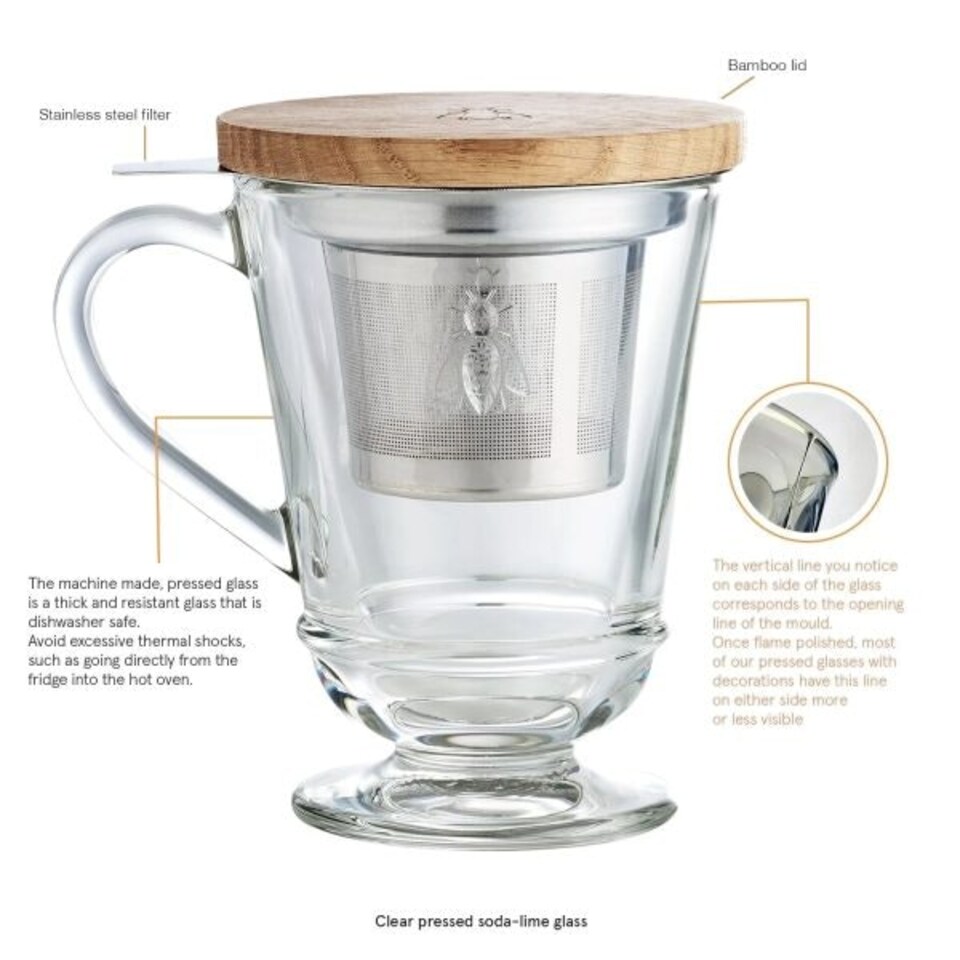 image 1 of Mug: 1 x 270ml La Rochere Bee Tisaniere Set, Glass Clear