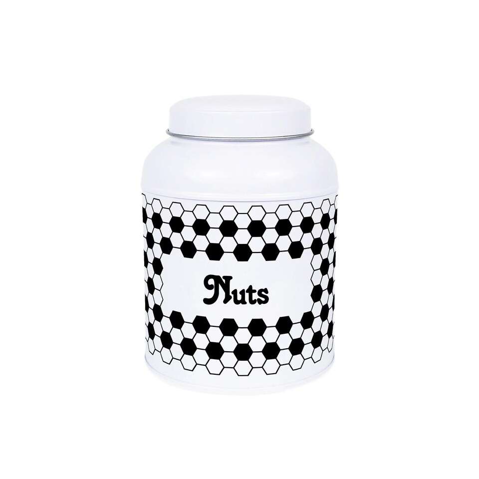 image 1 of Hexagon Tiles Nuts Canister - Small Domed Lid Kitchen Storage Jar