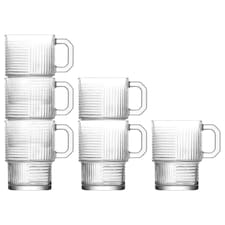 LAV Helen Stacking Glass Coffee Cups - 270ml - Pack of 6