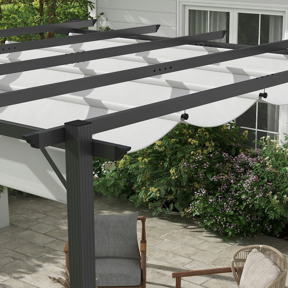 image 1 of Outsunny 3x3(m) Pergola Gazebo Sun Shade Shelter Aluminium Garden Canopy, Grey
