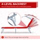 image 3 of Outsunny Folding Chair Sun Lounger w/ Sunshade Garden Recliner Hammock Red