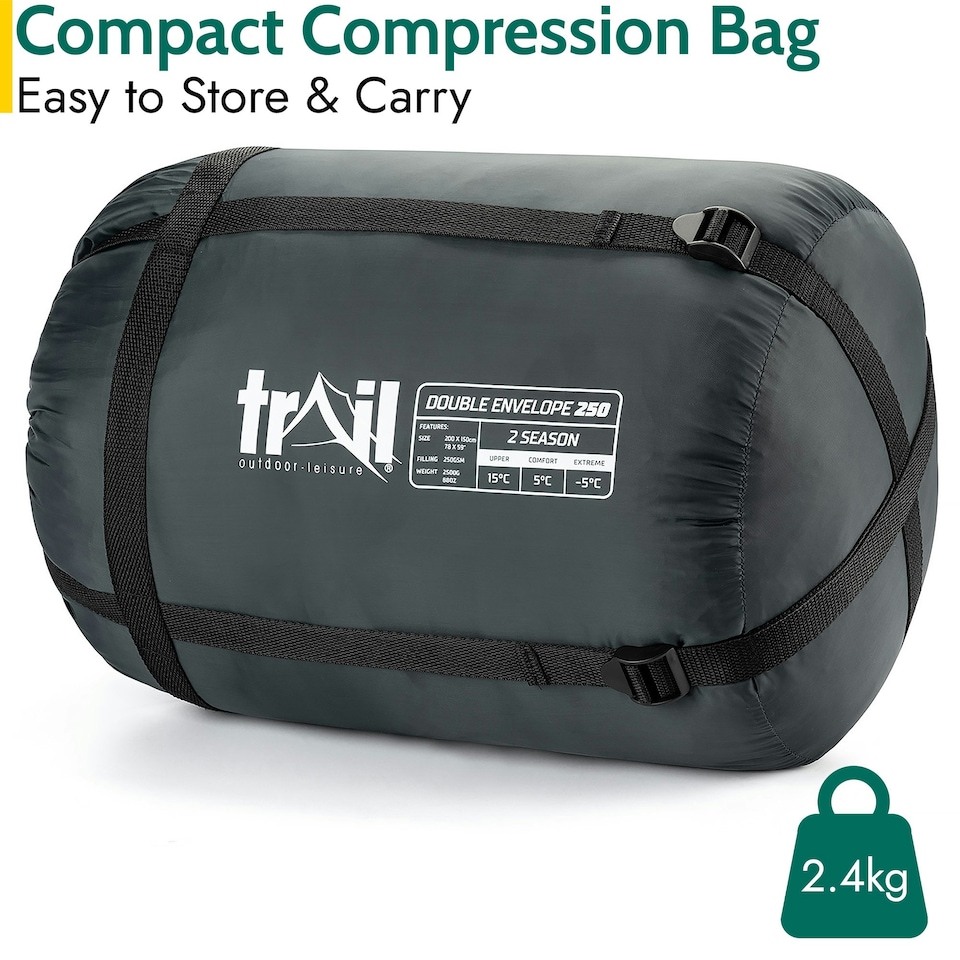 image 1 of Double Sleeping Bag - Charcoal
