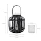 image 8 of JVL Luna Natural Bamboo Lantern With Handle, Black