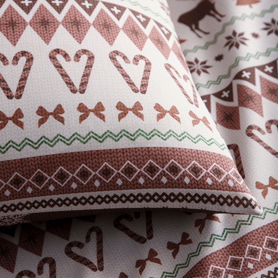 image 1 of Fusion Christmas Fairisle Duvet Cover Set Natural