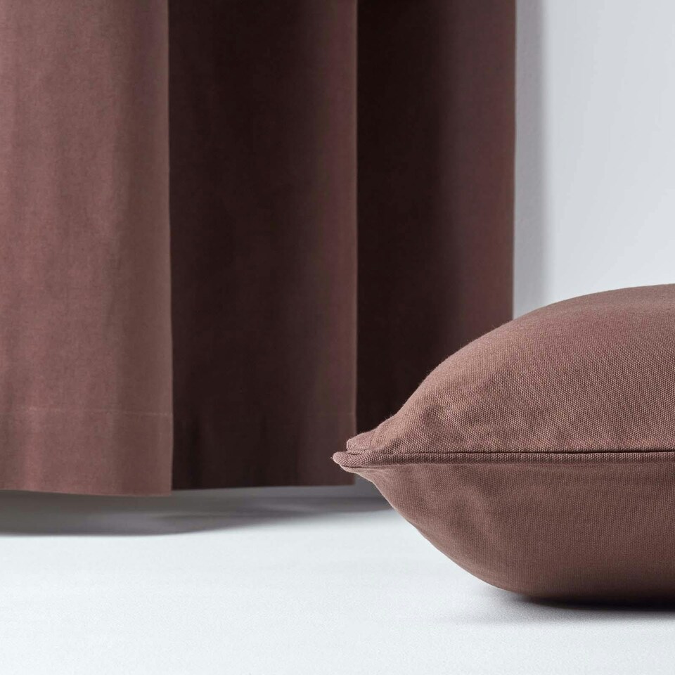 image 1 of Homescapes Cotton Plain Chocolate Cushion Cover - 60 x 60 cm | Brown | Chocolate | 60 x 60 cm