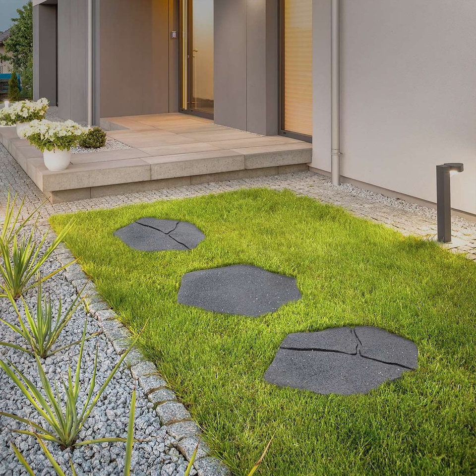 image 1 of Stepping Stones Rubber Path Walkway Stone Design - Grey - Pack of 4 | Grey | Grey | Pack of 4