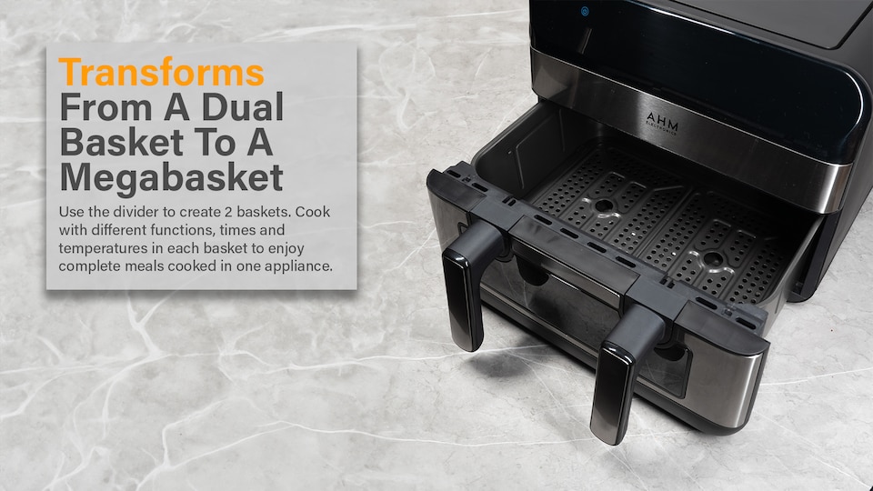 image 1 of AHM Electronics Air Fryer - 10L Multi Basket with Dual Cook, 3 in 1 Basket Combination, 8 Cooking Presets, Large Viewing Window,