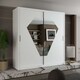 image 2 of Modern Sliding Door Wardrobe with Diamond Mirror & Adjustable Storage