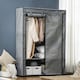 image 6 of HOMCOM Fabric Wardrobe w/ 4 Shelves 2 Hanging Rails Foldable Closets Light Grey