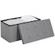 image 1 of HOMCOM Storage Ottoman Bench, 89L PU Leather Folding Foot Rest Stool, End of Bed Bench, Easy Assembly, for Living Room, Bedroom, Entryway, Grey | Grey