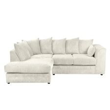 Rivoli L Shape Corner Sofa in Jumbo Cord - Left Hand Facing Chaise | Cream | Five Plus Seater