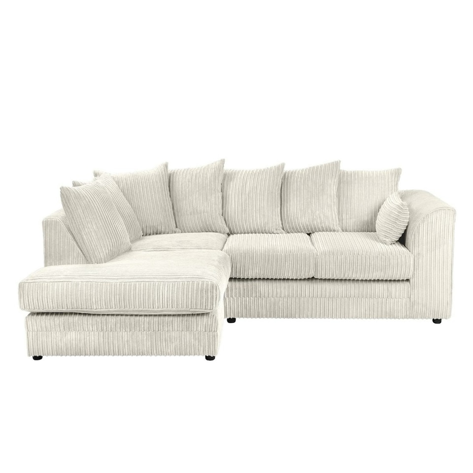 image 1 of Rivoli L Shape Corner Sofa in Jumbo Cord - Left Hand Facing Chaise | Cream | Five Plus Seater