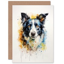 Border Collie Lovers Watercolour Pet Blank Art Card
