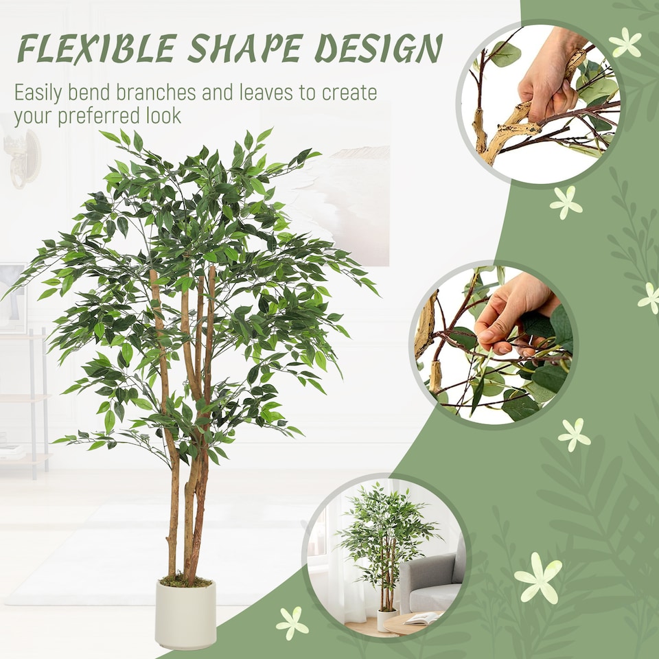 image 1 of HOMCOM 150cm Artificial Ficus Tree, Faux Plant for Home Decor
