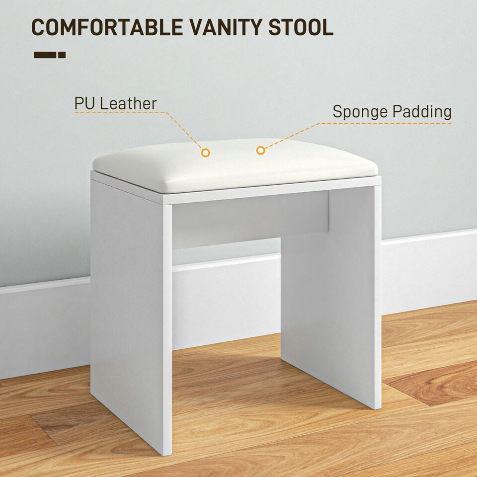 image 1 of HOMCOM Dressing Table with Mirror and Stool, Makeup Desk for Bedroom, White