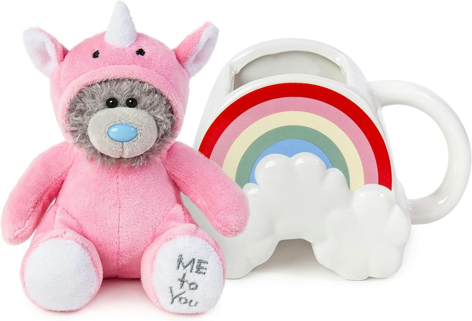 image 1 of Me To You Bear Rainbow Shaped Mug & Unicorn Plush Gift Set