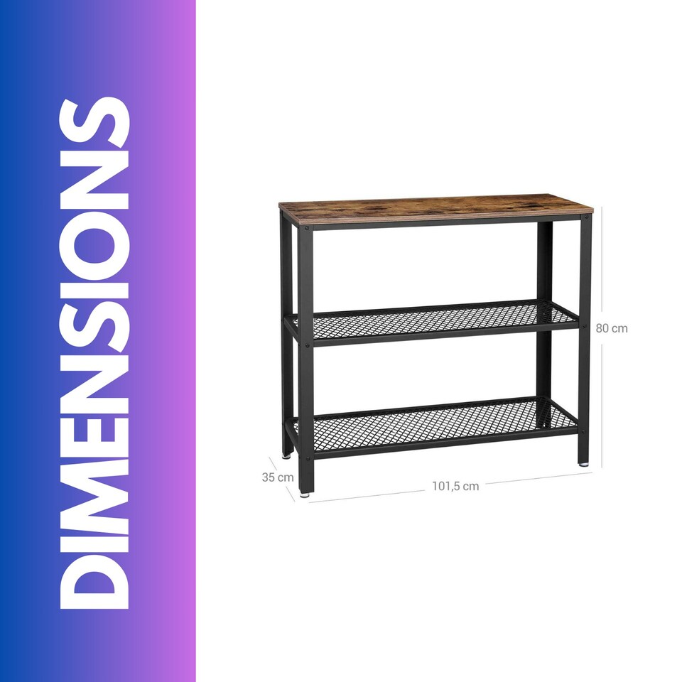 image 1 of 3 Tier Hallway Console Table Rustic Brown Brown