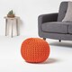 image 2 of Homescapes Burnt Orange Round Cotton Knitted Pouffe Footstool - 35 x 40 cm | Orange | H 35cm x W 40cm