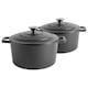 image 1 of Argon Tableware Cast Iron Casserole Dishes - Enameled Dutch Oven - Self-Basting Lid - Hob to Oven - 4.5 Litre - Matt Black - Pack of 2 | Black | Matt Black