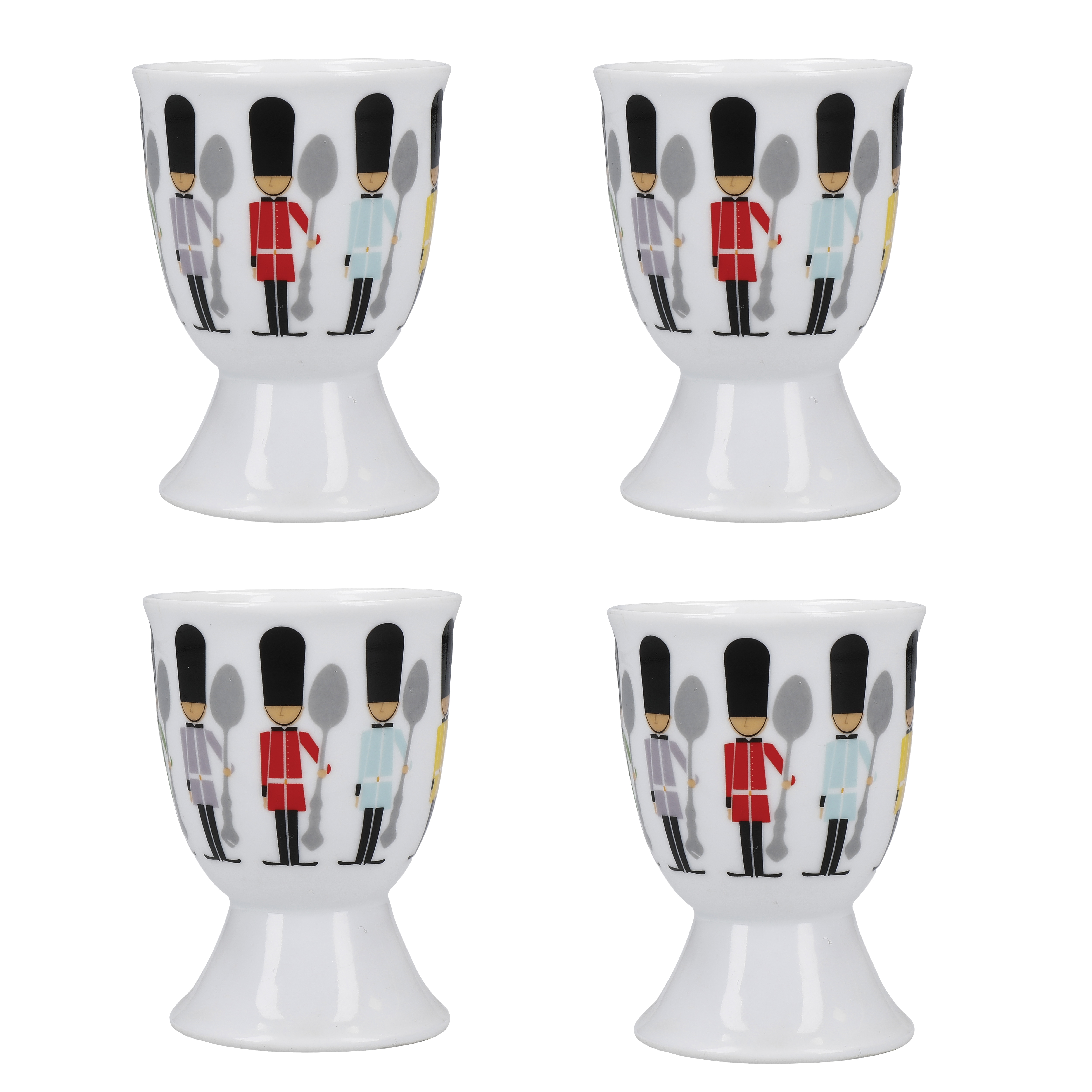 KitchenCraft 4-Piece Novelty Ceramic Egg Cup Set in White