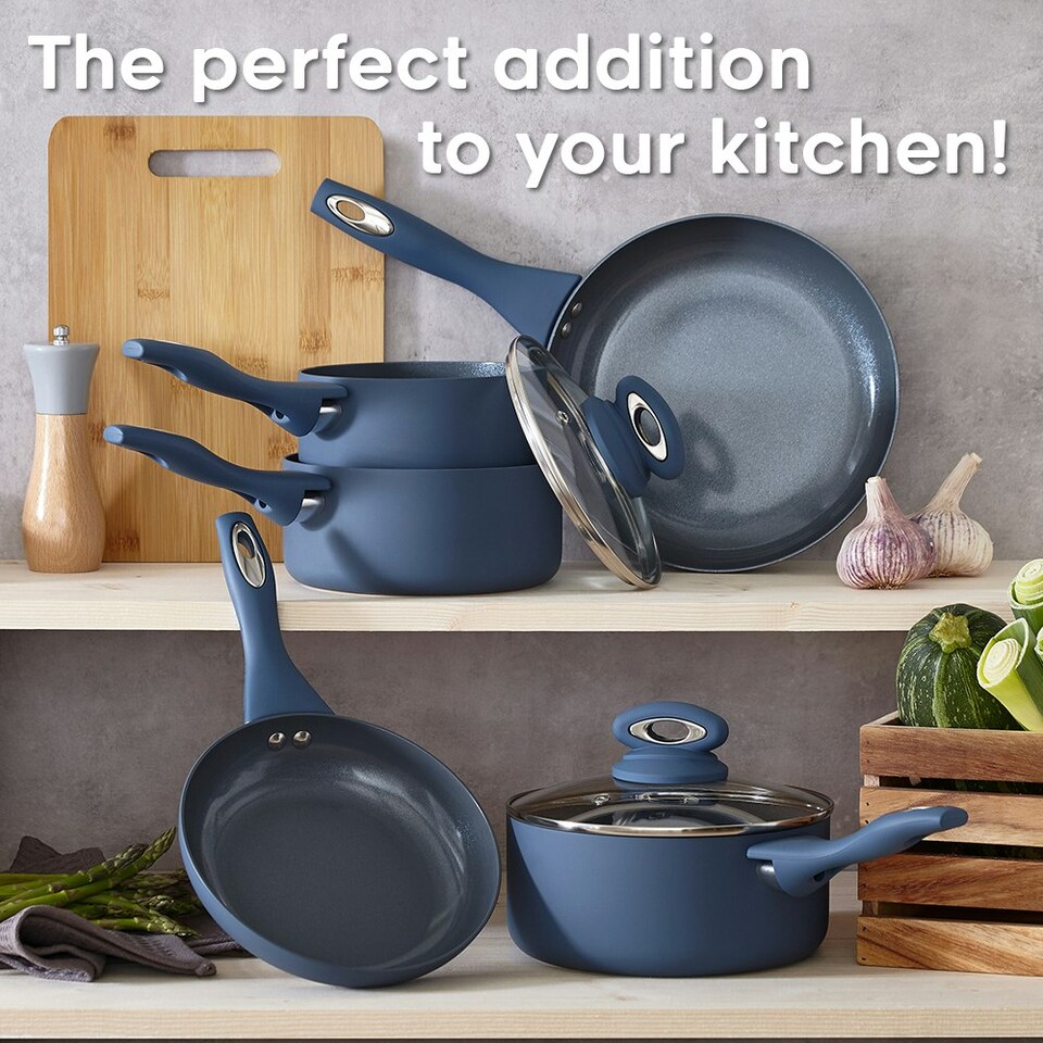image 1 of Cermalon Blue 5 Piece Non Stick Cookware Set